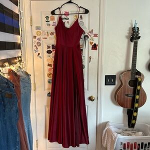 B Darlin Burgundy Maxi Dress